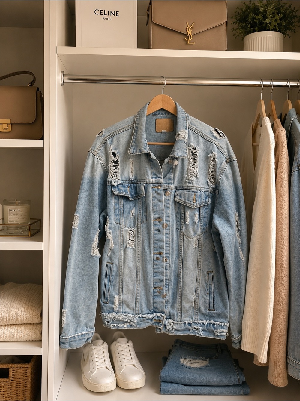 Distressed Light Blue Denim Jacket